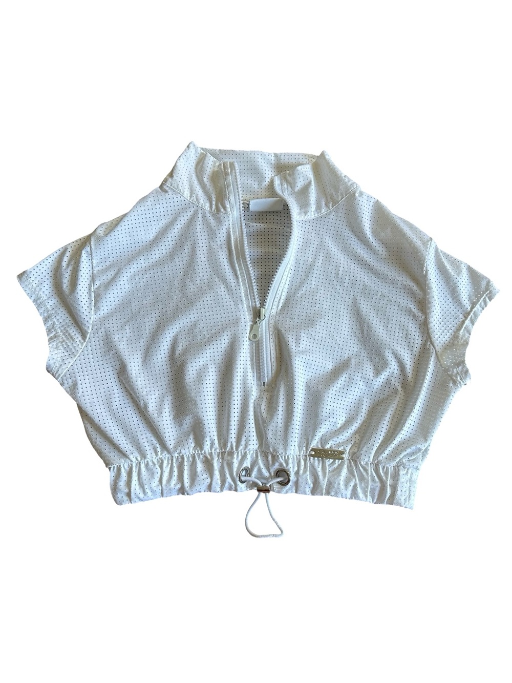 Bombshell Sportswear White Perforated Mesh Crop Top